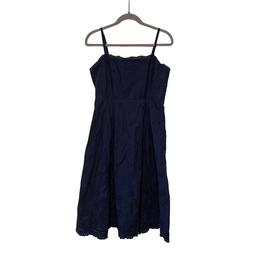 Gap Women's Navy Blue Cotton Eyelet Midi Sundress Size 10 - Picture 2 of 8